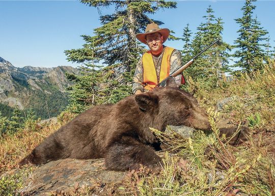 This chocolate phase black bear was found feeding on huckleberries.